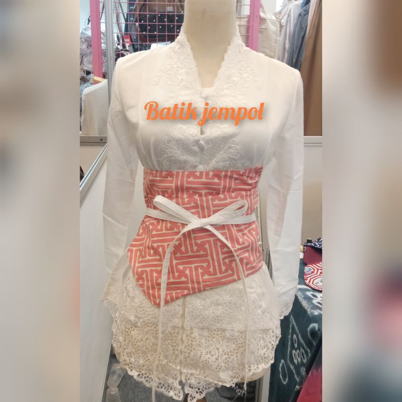 obi belt batik kimono warna soft pink