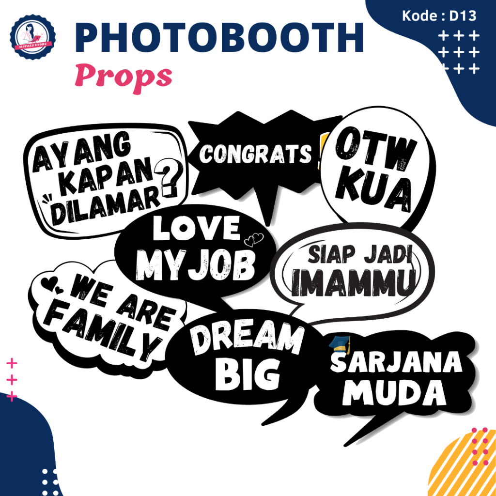 (isi 8) Properti photo booth / Perlengkapan pesta / Dekorasi Photobooth props custom wedding farewel