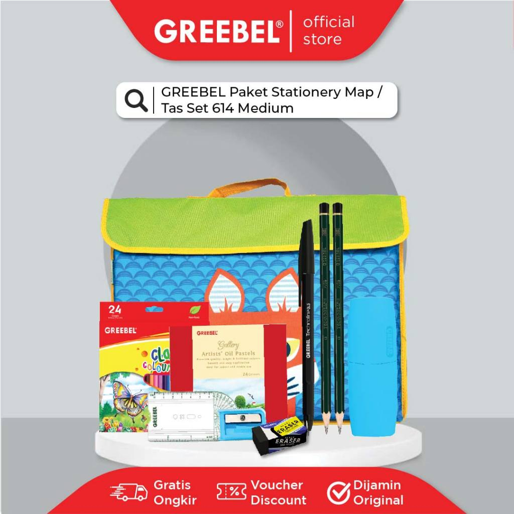 

GREEBEL Paket Alat Tulis Mewarnai (PAKET 614 Medium) - Tas Alat Tulis Lengkap Krayon Pensil Warna Pulpen Pensil Kotak Pensil