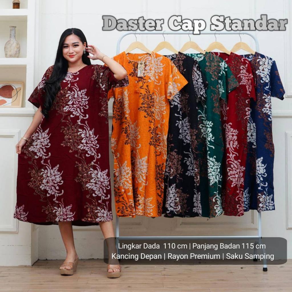 ZAHRA BATIK GROSIR DASTER BAJU TIDUR DASTER CAP HANDMADE KANCING DEPAN STANDAR BUSUI LD 110 RAYON SU