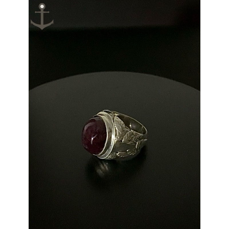 Cincin perak pria silver ring 925 asli dengan batu natural ruby 17,34 gram bersertifikat laboratoriu