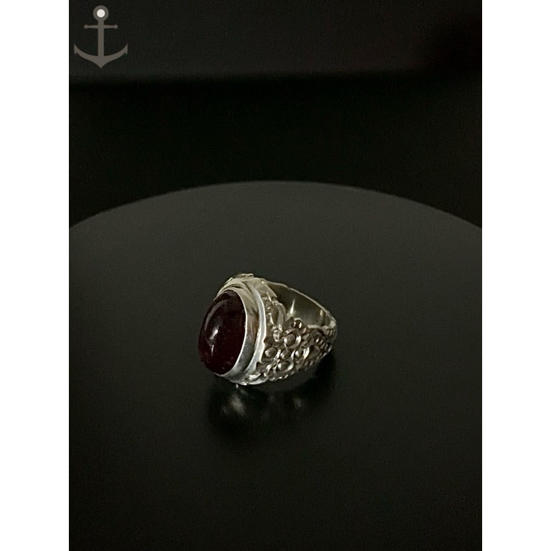 Cincin perak pria silver ring 925 asli dengan batu natural ruby 15,63 gram bersertifikat laboratoriu