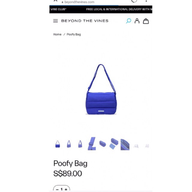 Beyond the vines - Poofy bag - cobalt - Preloved