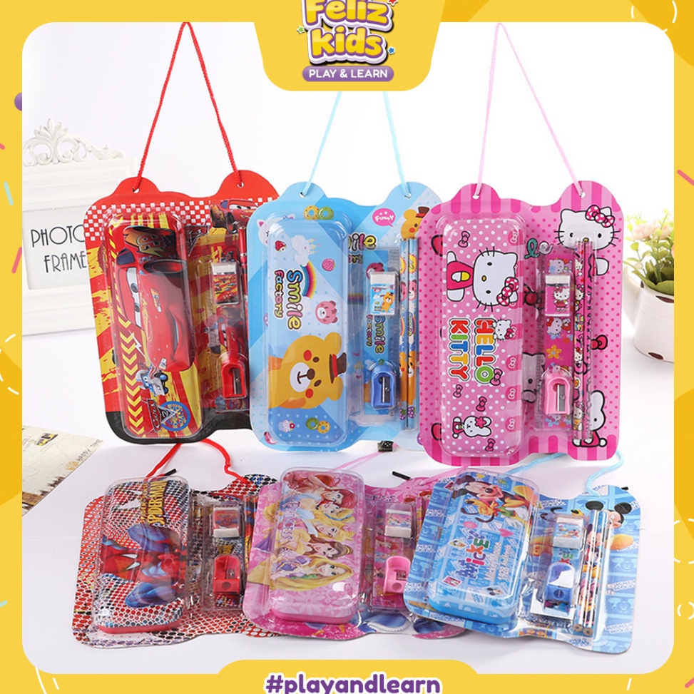 

Murah Keren FELIZKIDS FK12 set stationery paket alat tulis korea lucu kotak pensil besi pensil penggaris souvenir hampers anak