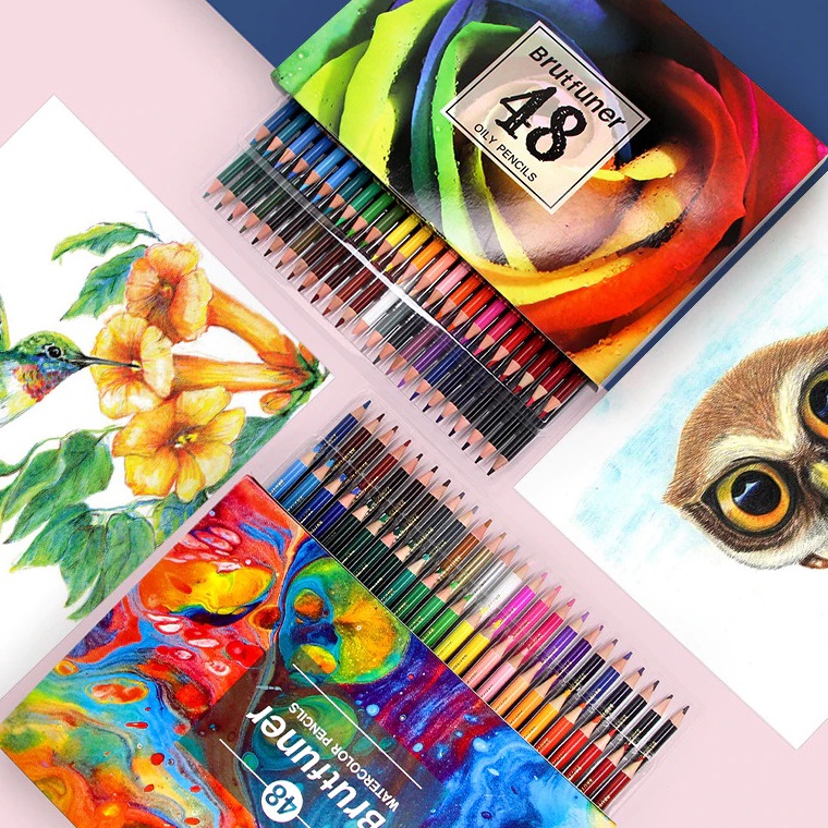 

KODE K26Z Pensil Warna Brutfuner Painting Oil Water Pencil Artist Color Pencils Set 48pcs