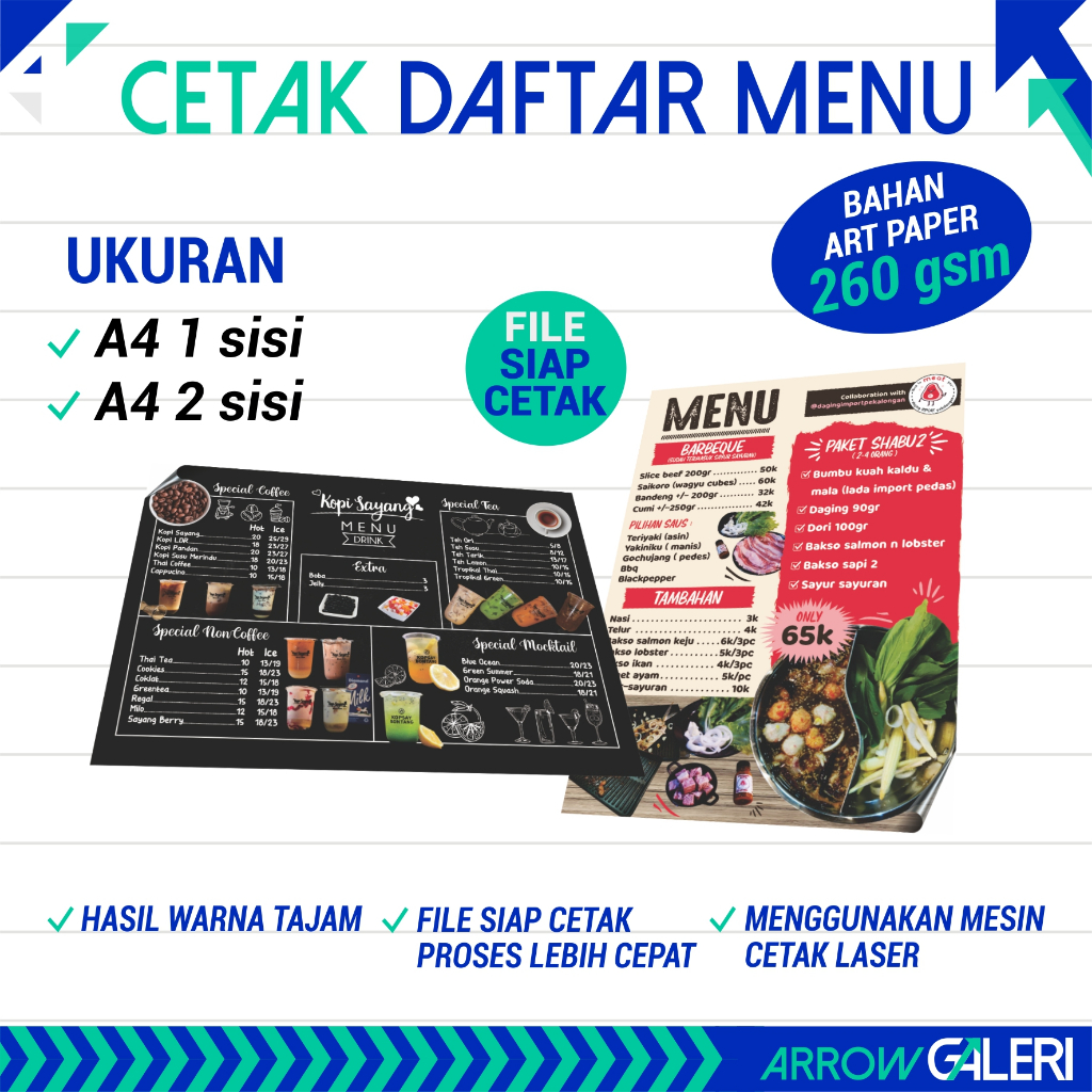 

CETAK DAFTAR MENU MAKANAN MINUMAN