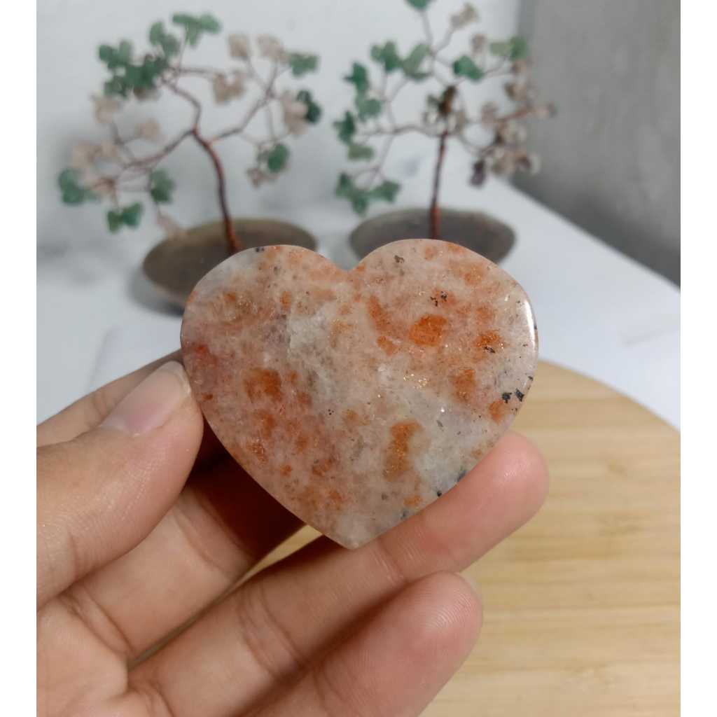 Batu Natural Golden Sunstone Heart (4)
