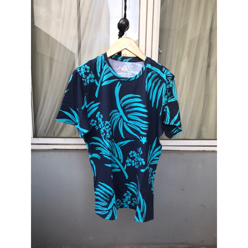Baju Kaos Shirt Pria Hawai Bali Pantai American Rag Navy Biru Size L