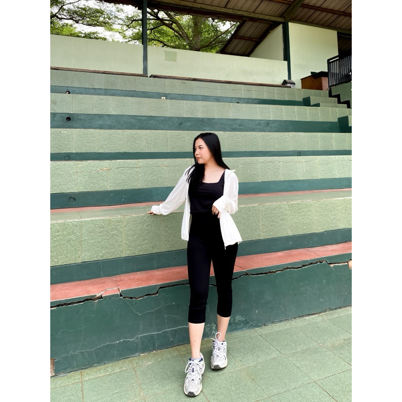 LEGGING WANITA IMPORT | LEGGING HIGHWAIST | LEGGING TEBAL | LEGGING PREMIUM- 7/8 Hitam