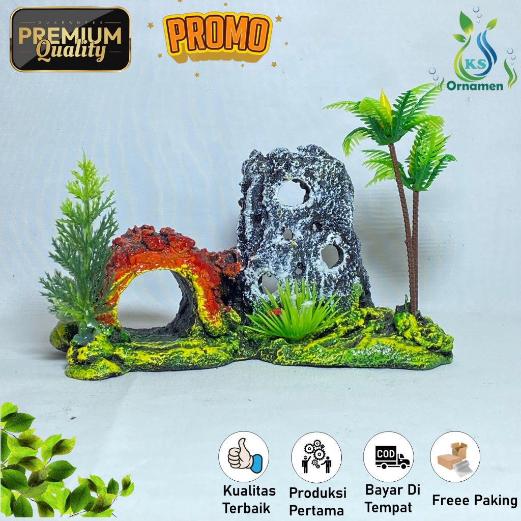 Hiasan Aquarium Terowongan kayu l Hiasan Akuarium Ornamen Pohon rumah ikan Berdiri