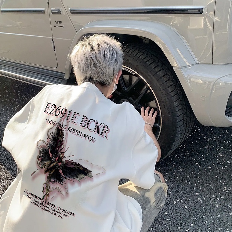 Paling Laris AUZY Kaos Pria Flower Butterfly Baju Distro Original 1 Retro Style Tshirt Longgar Kaos 