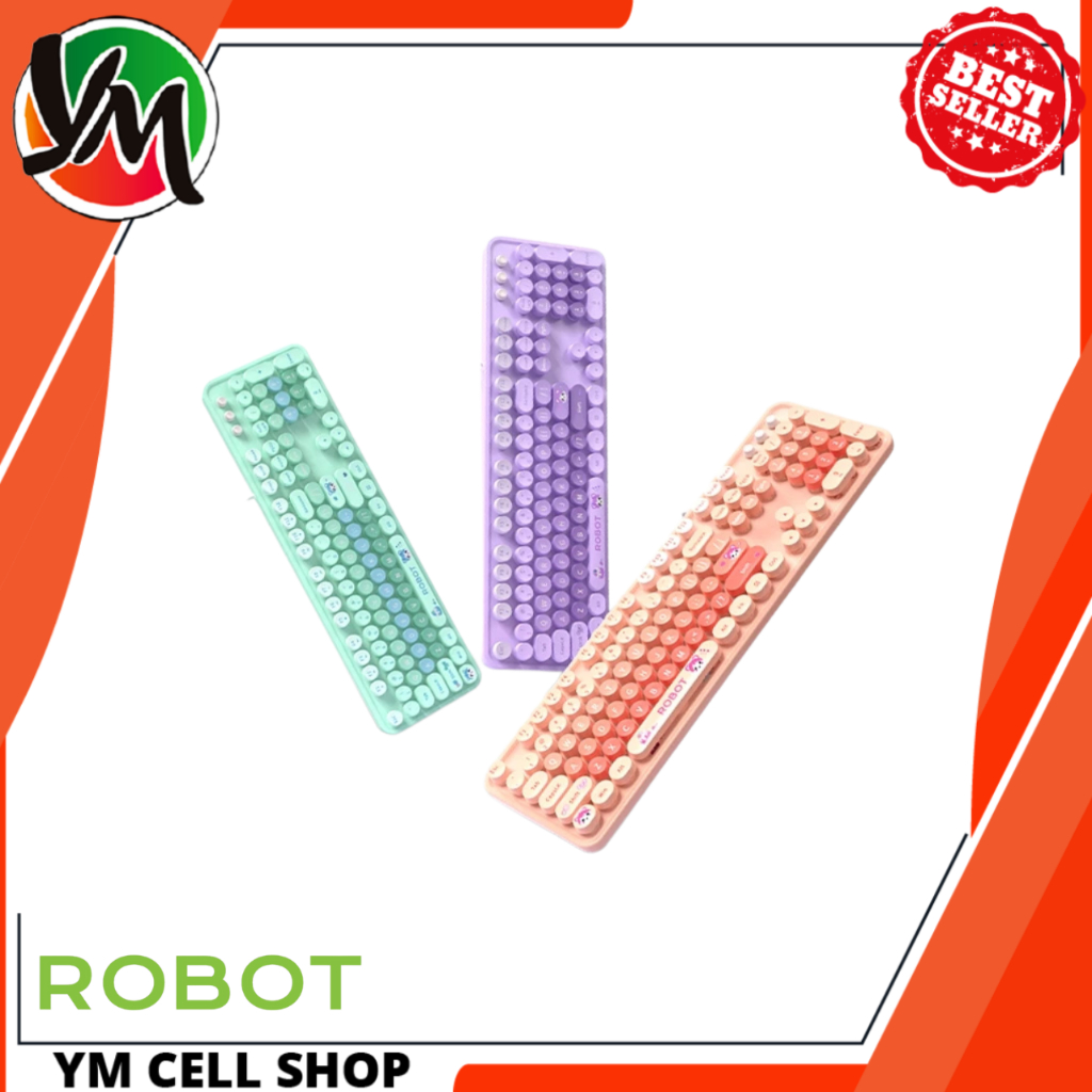 KEYBOARD ROBOT RK30 ROBOT Wired Keyboard RK30 Pastel Color Berkabel Portable Office Keyboard Laptop 