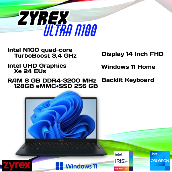Laptop Zyrex Ultra N100 8GB 128GB+256GB