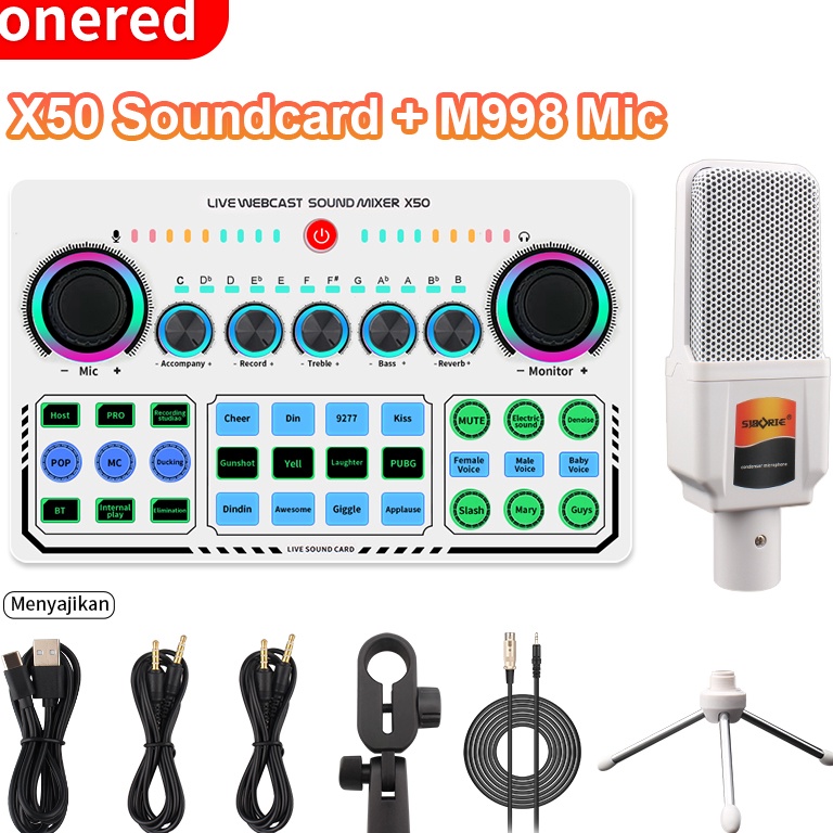 Recomended onered X5 soundcard Audio USB External SoundCard mic Mixer Bluetooth for phone PC streami