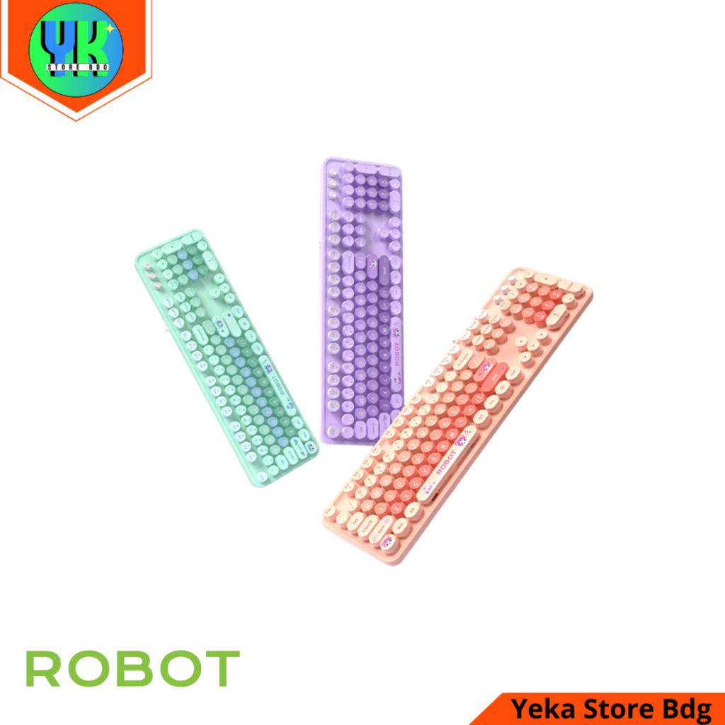 KEYBOARD ROBOT RK30 ROBOT Wired Keyboard RK30 Pastel Color Berkabel Portable Office Keyboard Laptop 