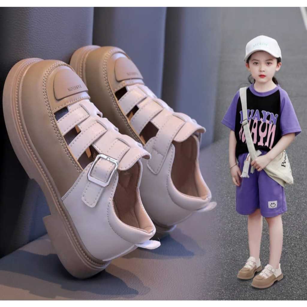 Gevani Sepatu Anak Sekolah Two Tone Fashion Korea Cewek Cowok Hitam Moka (AS201)