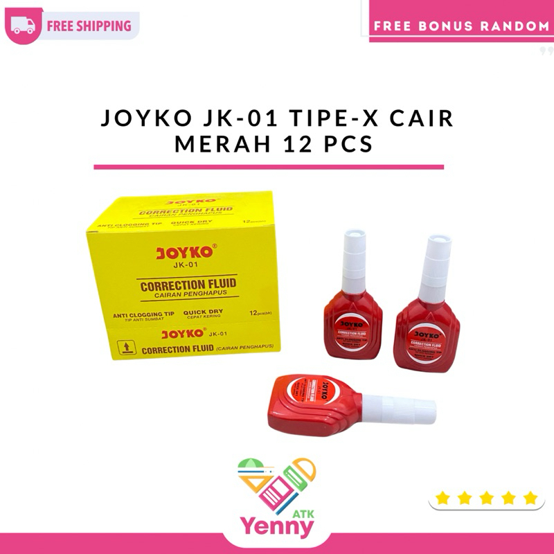

Joyko Tipe-X Cair Jk-01 Merah | Joyko Tipe-x Cair Cepat Kering 12 pcs | Tipe-X Cair Joyko Anti Sumbat