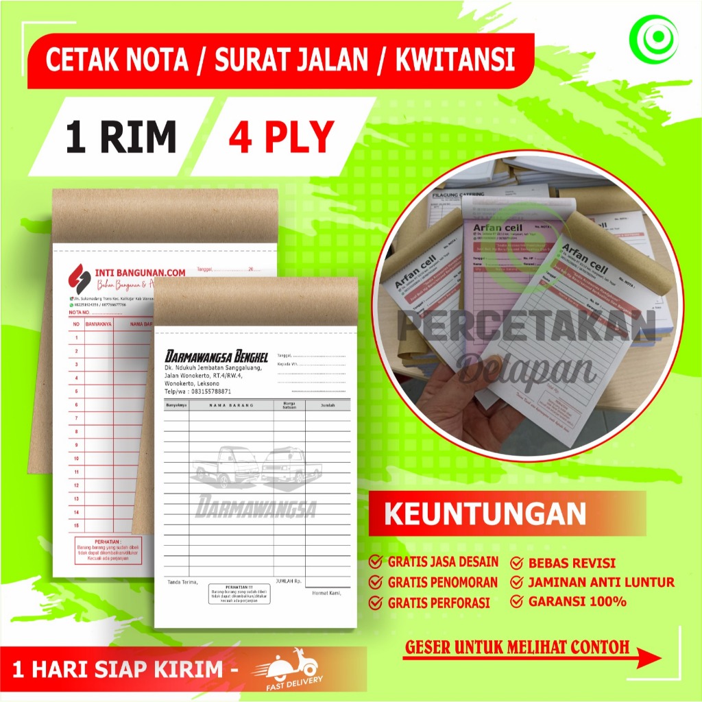 

custom nota 1 rim 4 ply / 4 rangkap bebas desain