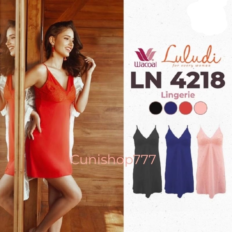 LINGERIE LULUDI by WACOAL DRESS LACE SELUTUT BAJU TIDUR MALAM TERUSAN DASTER MIDI WANITA LN 4218 LN4