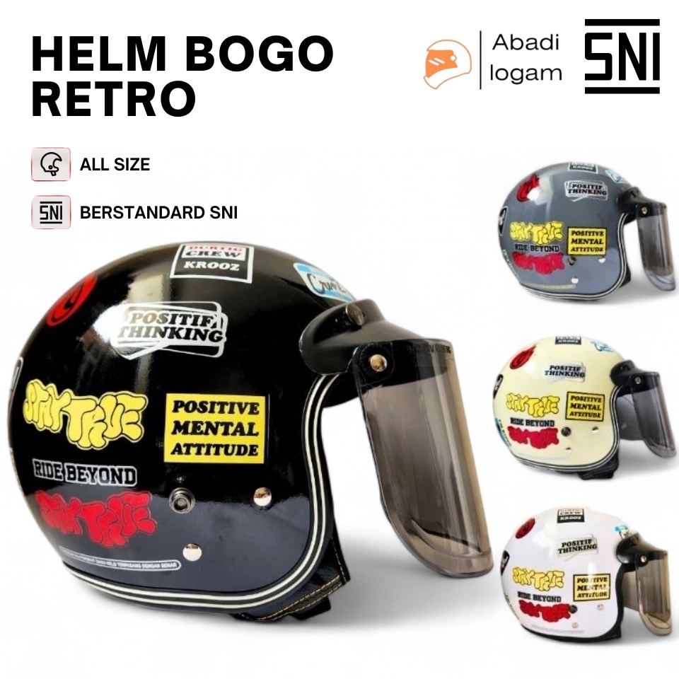 HARGABERSAHABAT BIVI Helm Bogo Retro Classic Motif Crooz  Gaya Klasik Perlindungan Maksimal