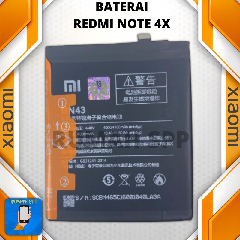 BATERAI BATRE BATERYY REDMI BN43 / REDMI NOTE 4X (ORIGINAL 100%)