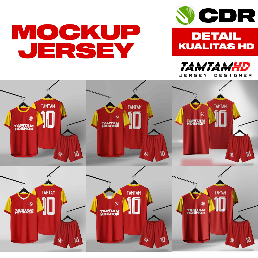 Mockup Jersey Lengan Pendek Hanger (Corel Draw/CDR)