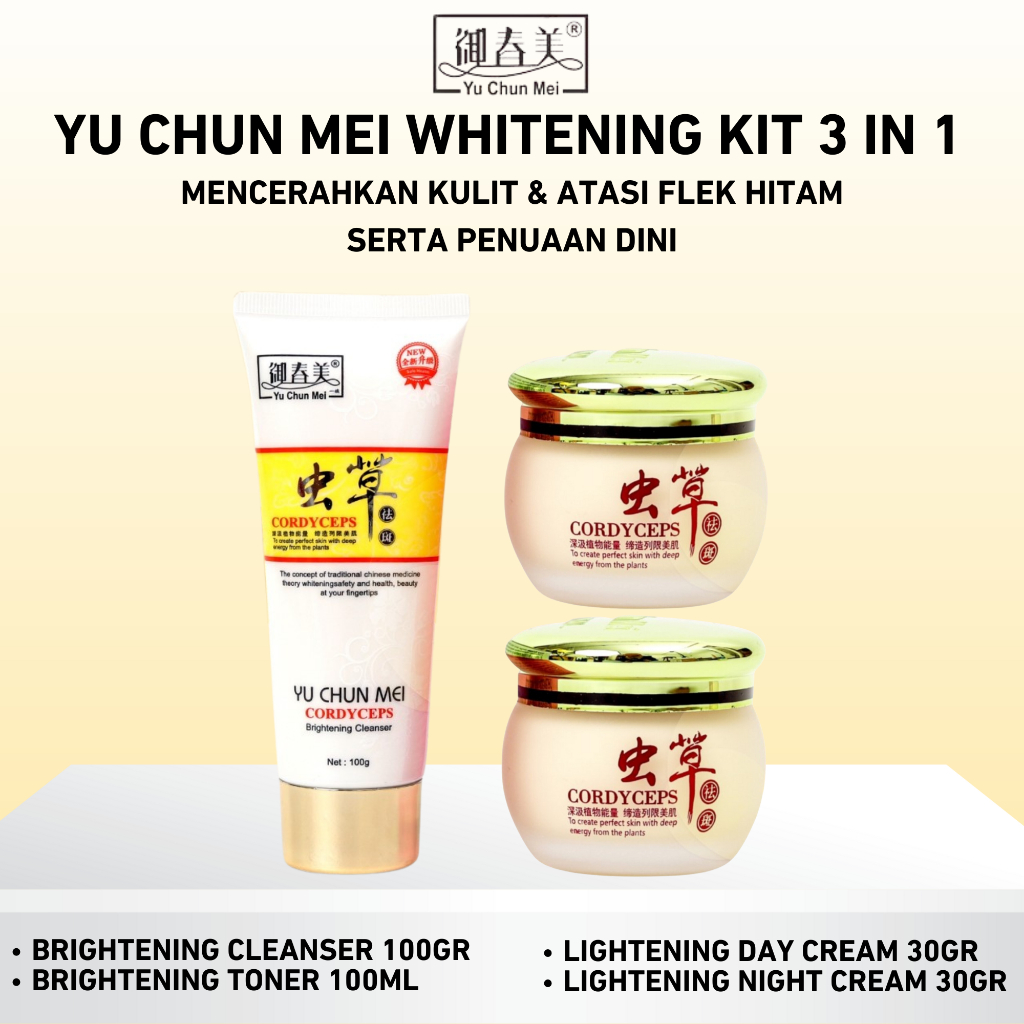 YU CHUN MEI PAKET 3 IN 1 Glowing flek hitam BPOM ORI LOKAL atasi penuaan dini dan noda hitam