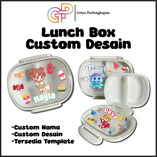 Lunch Box | Kotak Makan Custom Nama | Custom Desain | Lunch Box Anak