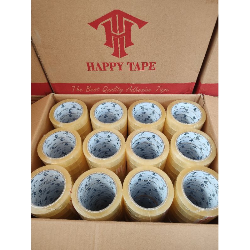 

Isolasi / Selotip 24mm x 100yard "90yard "72yard - Happy Tape ( 1 Dus )
