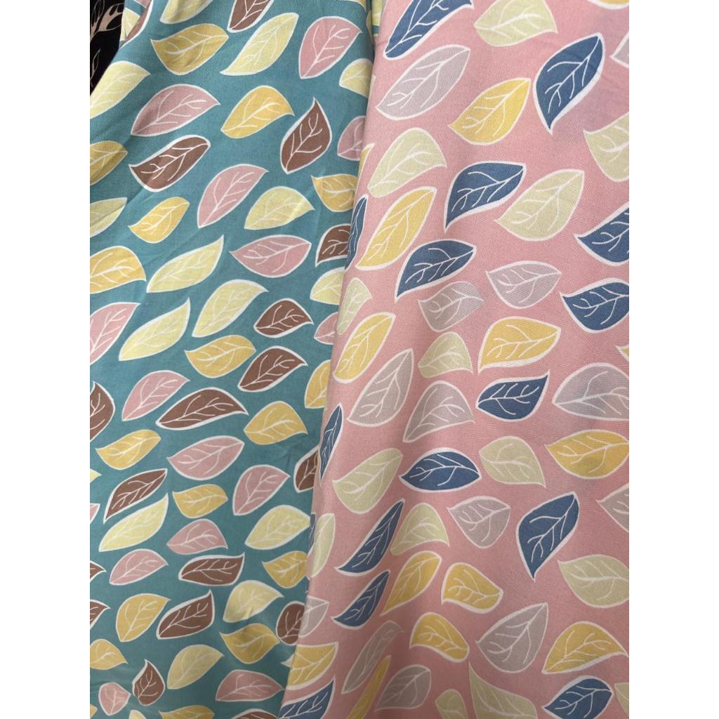 kain katun rayon viscose motif daun jatuh terbaru best seller