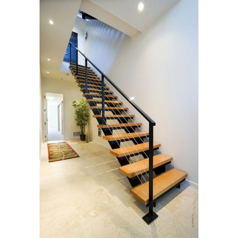 tangga minimalis pijakan kayu