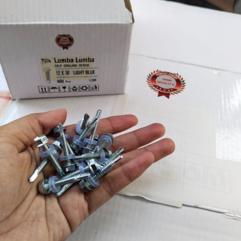 400pc BAUT DRILLING 12 X 30 MERK LUMBA-LUMBA ( Putih ) / SDS / SELF DRILLING SCREW 12 X 30 / BAUT RO