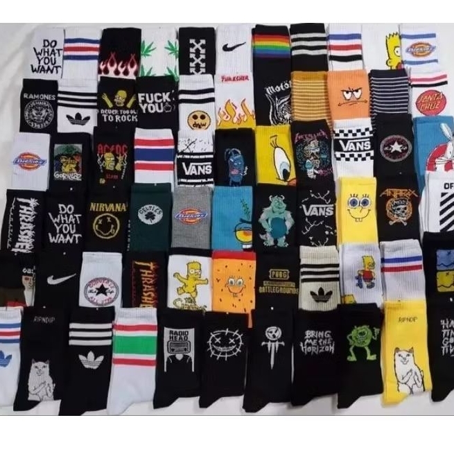 (campur/permotif 1 lusin 12 pasang)Kaos Kaki Oldschool  Skate Kaos Kaki Oldschool