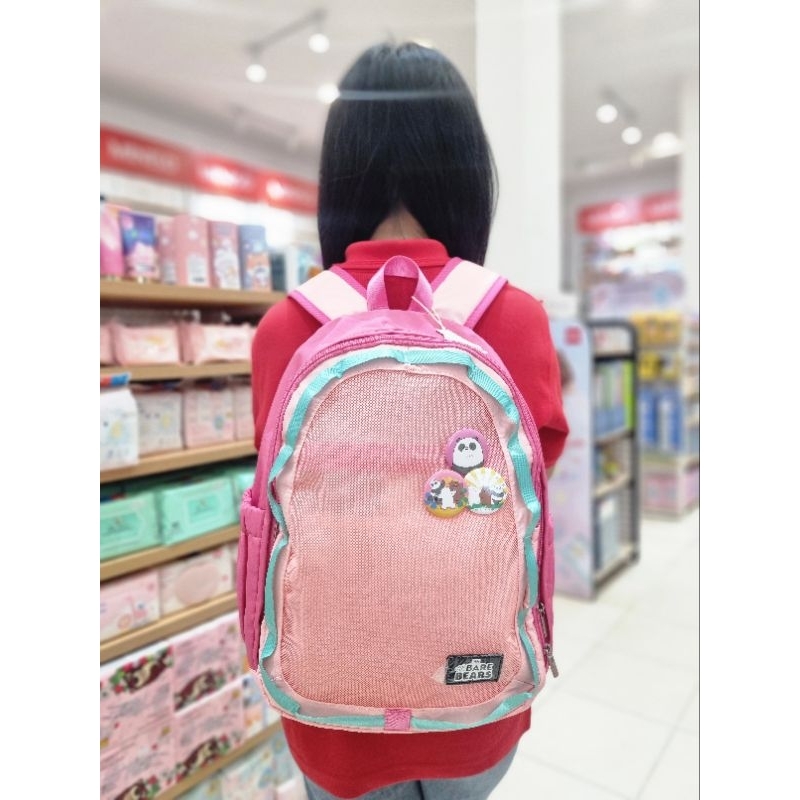 Miniso-We Bare Bears Collections Seaside Music Festival Backpack/Tas Ransel Anak