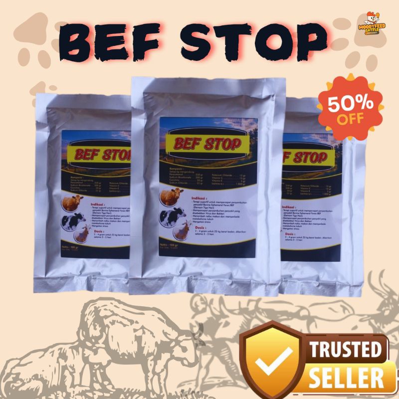 BEEF STOP KEMASAN 100 GRAM - Obat Sapi Anti Ambruk Demam Penurun Panas Kembung Flu - Obat Sapi Demam