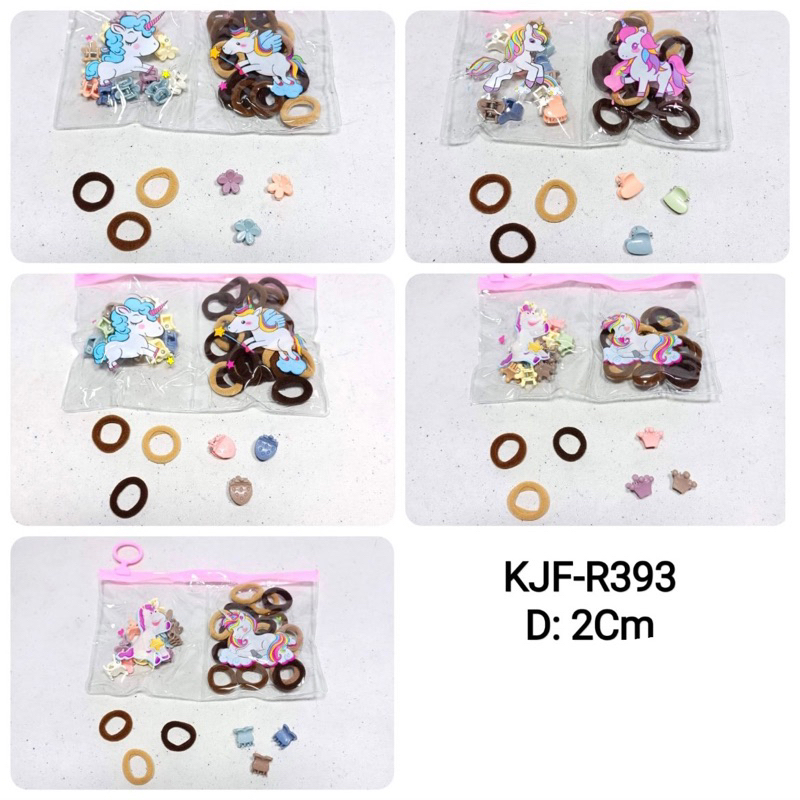 POUCH UNICORN JEPIT + IKAT RAMBUT ANAK SET 2 SISI POUCH LUCU UNICORN