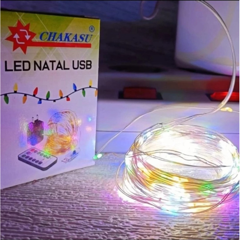 CHAKASU LAMPU LED NATAL USB KAWAT TEMBAGA WARNA WARNI HIAS 10M TUMBLER