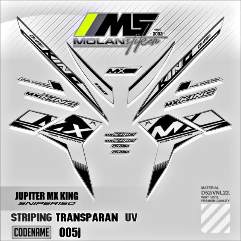 Decal Sticker Striping Variasi Transparan Uv Mx King 150 Yamaha Jupiter Mx King 150 Y15ZR Y16ZR SNIP