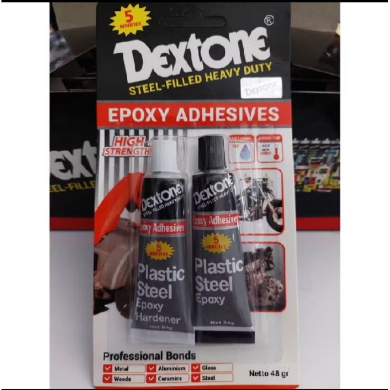 

LEM EPOXY / LEM CAMPUR / BESI / SERBAGUNA DEXTONE 5 MENIT / LEM BESI DEXTONE 48 GR
