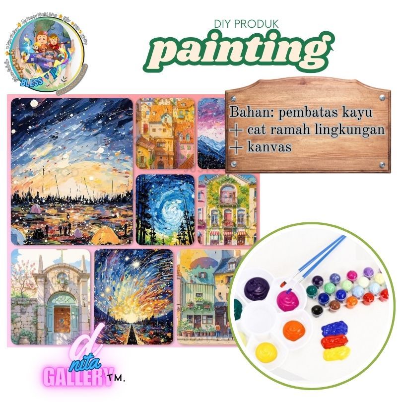 

Paint By Number 20x20cm DIY Paint Kit with Frame Digital Painting Landscape Series