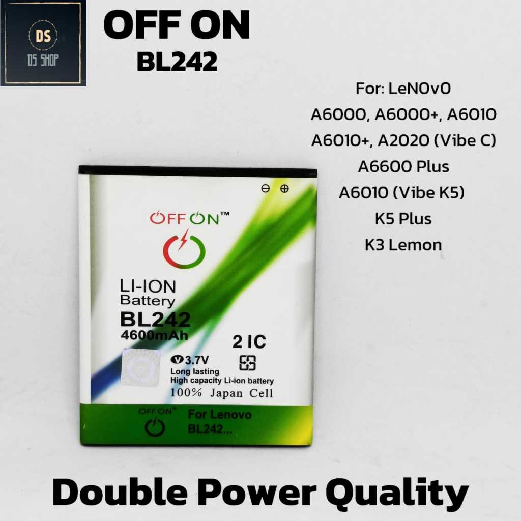 baterai hp lenovo A6000 A6010 A2020 BL242 ( Vibe C ) A6600 Plus a6600d40 BL259 / BL242 off on batre 