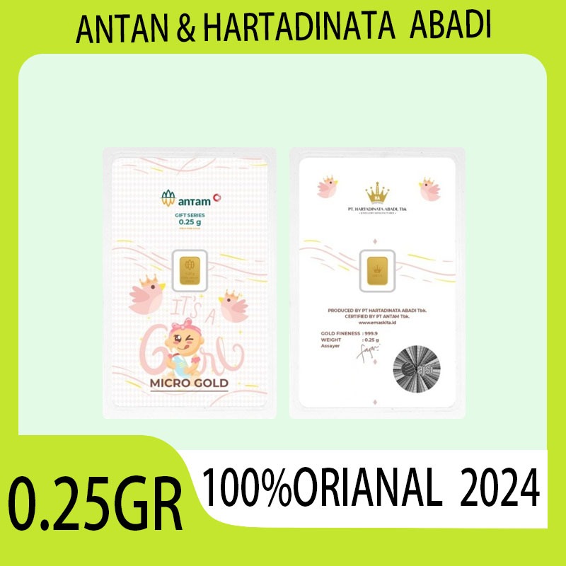 （Dalam stok）Gold Logam Mulia Antam x Hartadinata 0.25 Gram Antam Emas 0.25gr bayi perempuan series