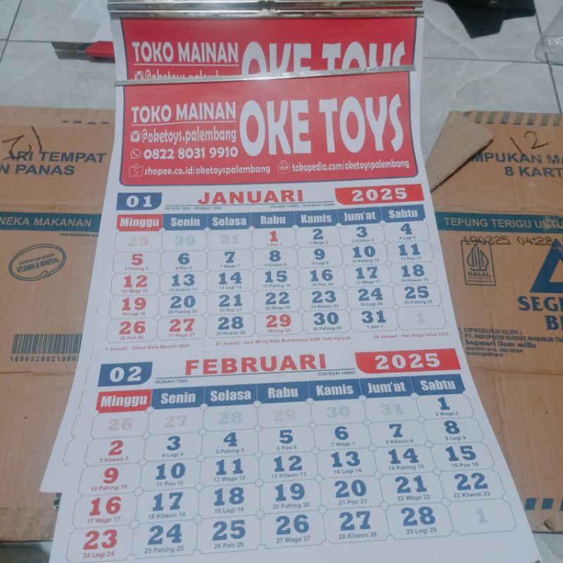 

Kalender Dinding/Kerja Standart & Besar + Sablon Kop