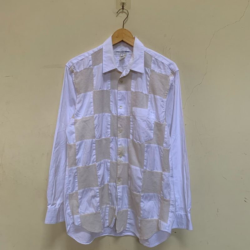 kemeja putih patchwork comme des garcons shirt