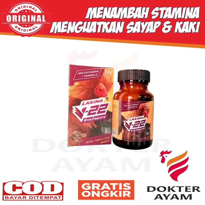 V22 BELMAN Super Vitamin Obat Ayam Original Plus Import Isi 100 Tablet