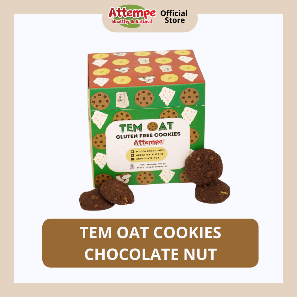 

ATTEMPE High Protein Cookies (GLUTEN FREE) Tem Oat Rasa Matcha, Coklat, dan Mocca by Attempe Healthy Food (Cocok untuk Diet dan Cemilan si Kecil)