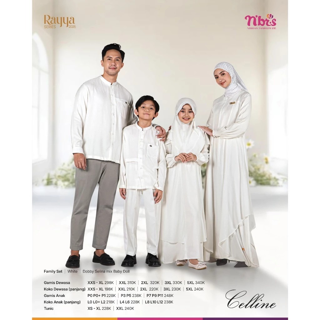 SARIMBIT TERBARU 2025/SARIMBIT NIBRAS CELLINE WHITE/GAMIS PUTIH/GAMIS ADEM/KOKO PUTIH ADEM/GAMIS CAN