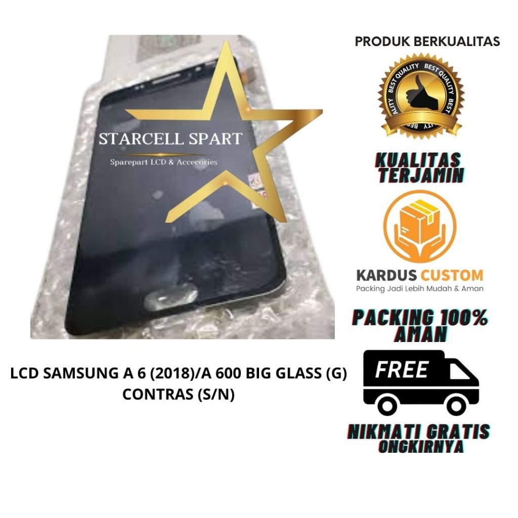 LCD SAMSUNG A 6 (2018)/A 600 BIG GLASS (G) CONTRAS (S/N)