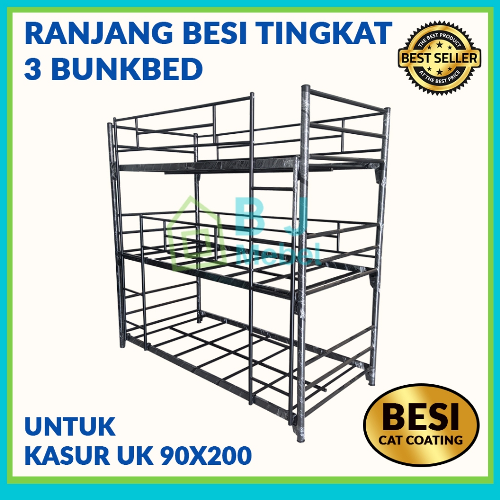 tempat tidur tingkat 3 susun ranjang susun besi bunk bed ranjang besi