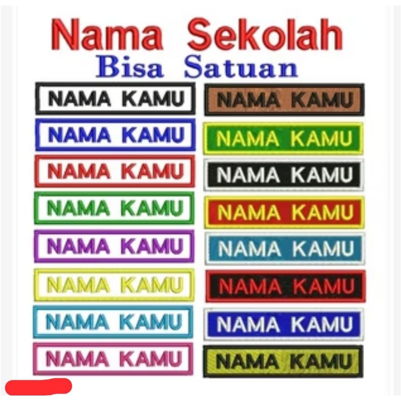 Bordir bet nama Name tag bordir nama seragam sekolah